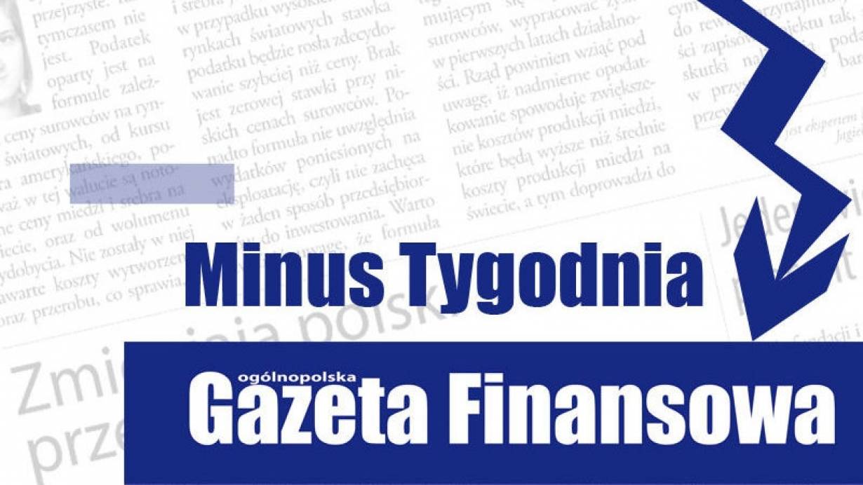 Minus Gazety Finansowej dla urzędu m.st. Warszawy