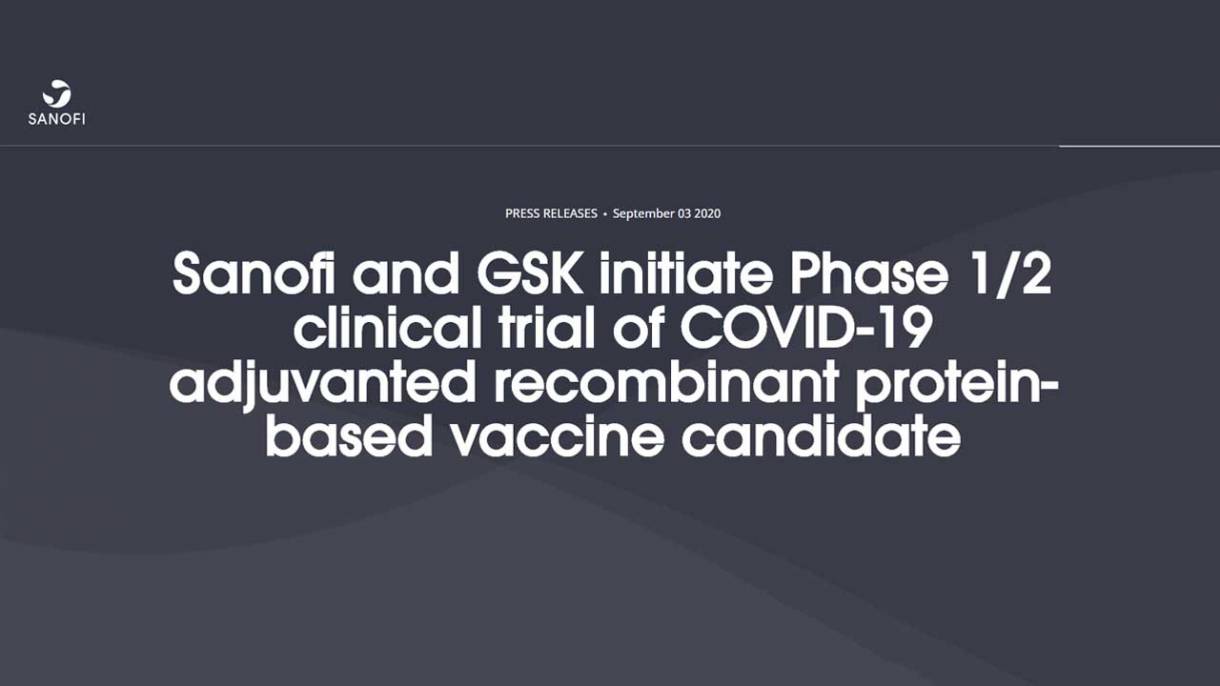 Sanofi i GSK pracują nad rekombinowaną szczepionką przeciwko COVID-19 w oparciu o innowacyjne technologie obu firm